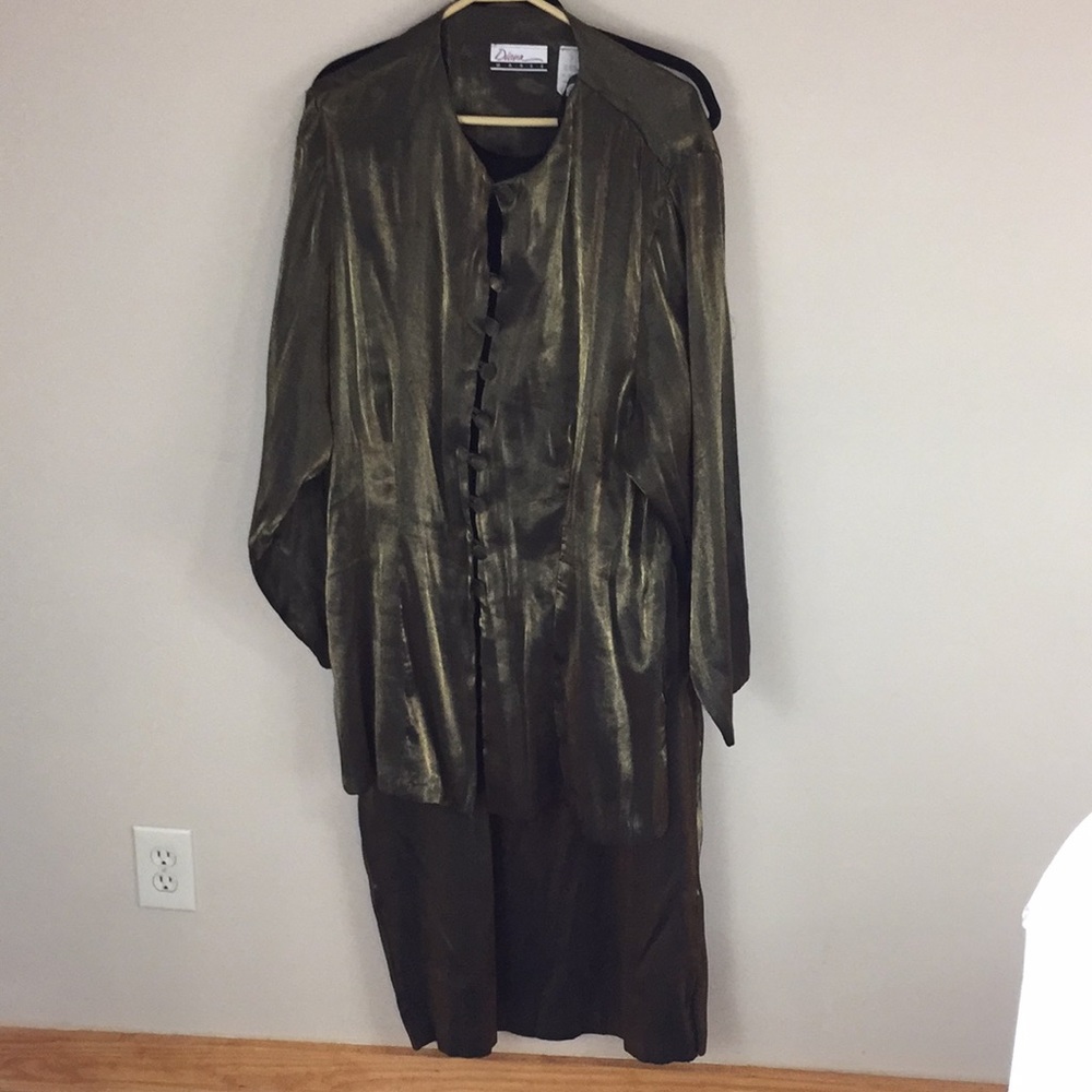 Vintage Diana Marco Metallic Maxi Skirt and Top Set Size 22 Made USA